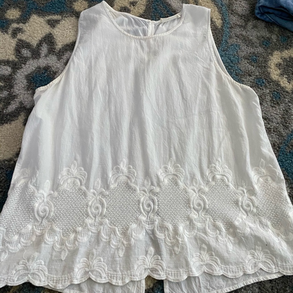 White Dressy and Flowy Embroidered Top